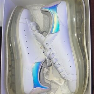 Alexander McQueen White Sneakers with Iridescent Details